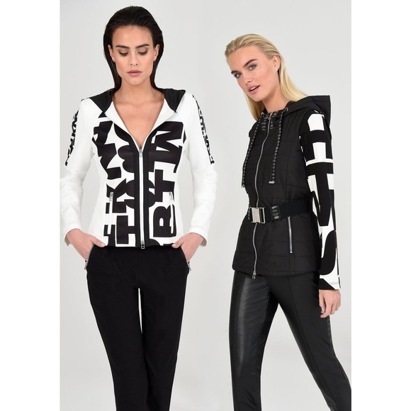 Women's Hooded Jacket Size 14 I'CONA Athleisure Ivory Double Zipper NWT - Picture 3 of 4